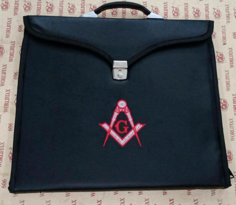 Masonic Apron Case Leather Master Mason (Machine Embroidered)